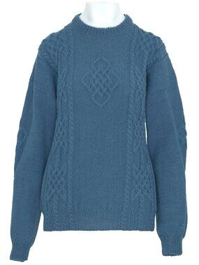 1970–1989, Staple-Spun Wool Plied-Yarn Aran Cable Relief Pullover Knit